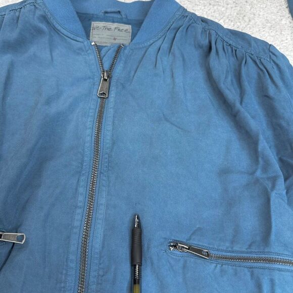 We The Free People Knockout Siren Bomber Jacket Blue - Picture 7 of 13